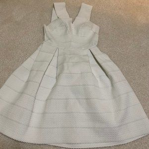 White Pleated Fit-and-Flare Dress